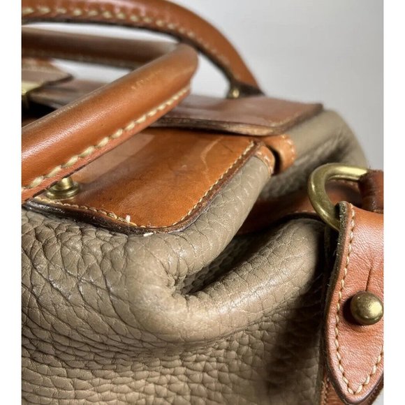Dooney & Bourke Vintage Beige Leather Satchel Doctor Shoulder Bag- Distressed - Picture 10 of 12